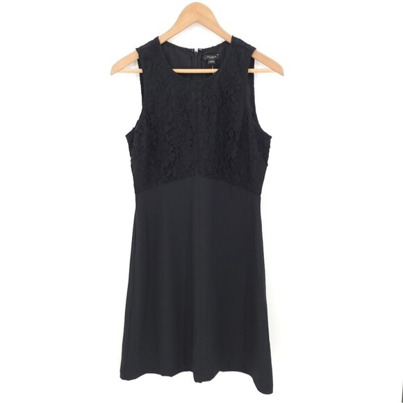 Ann Taylor Factory Floral Lace Dress Black Fit Flare Party Wedding Cocktail NWT - Picture 4 of 13